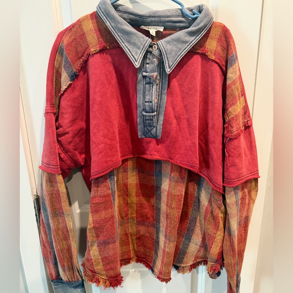 Oli and Hali plaid half button down pullover Size L - Picture 4 of 6